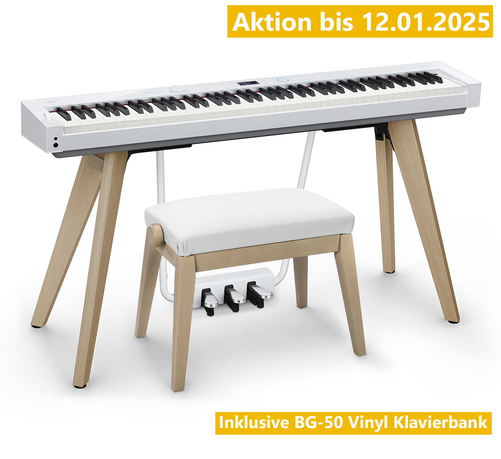 Bild von Casio Privia PX-S7000 WE Weiß - AKTIONS-SET inkl. Klavierbank